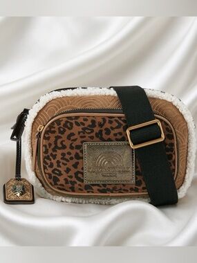 NWT Southbank Leopard Suede and Shearling Camera Crossbody Bag